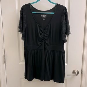 Torrid Black Lace Flutter Sleeve Knit Top